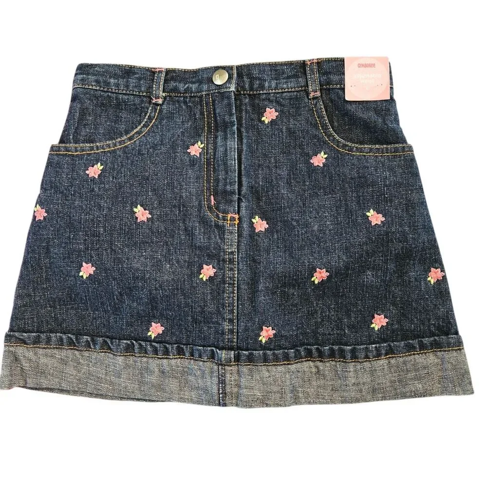 NWT Gymboree Island Fun Top And Denim Skirt Set Girls Size 6 Coral Floral Y2K